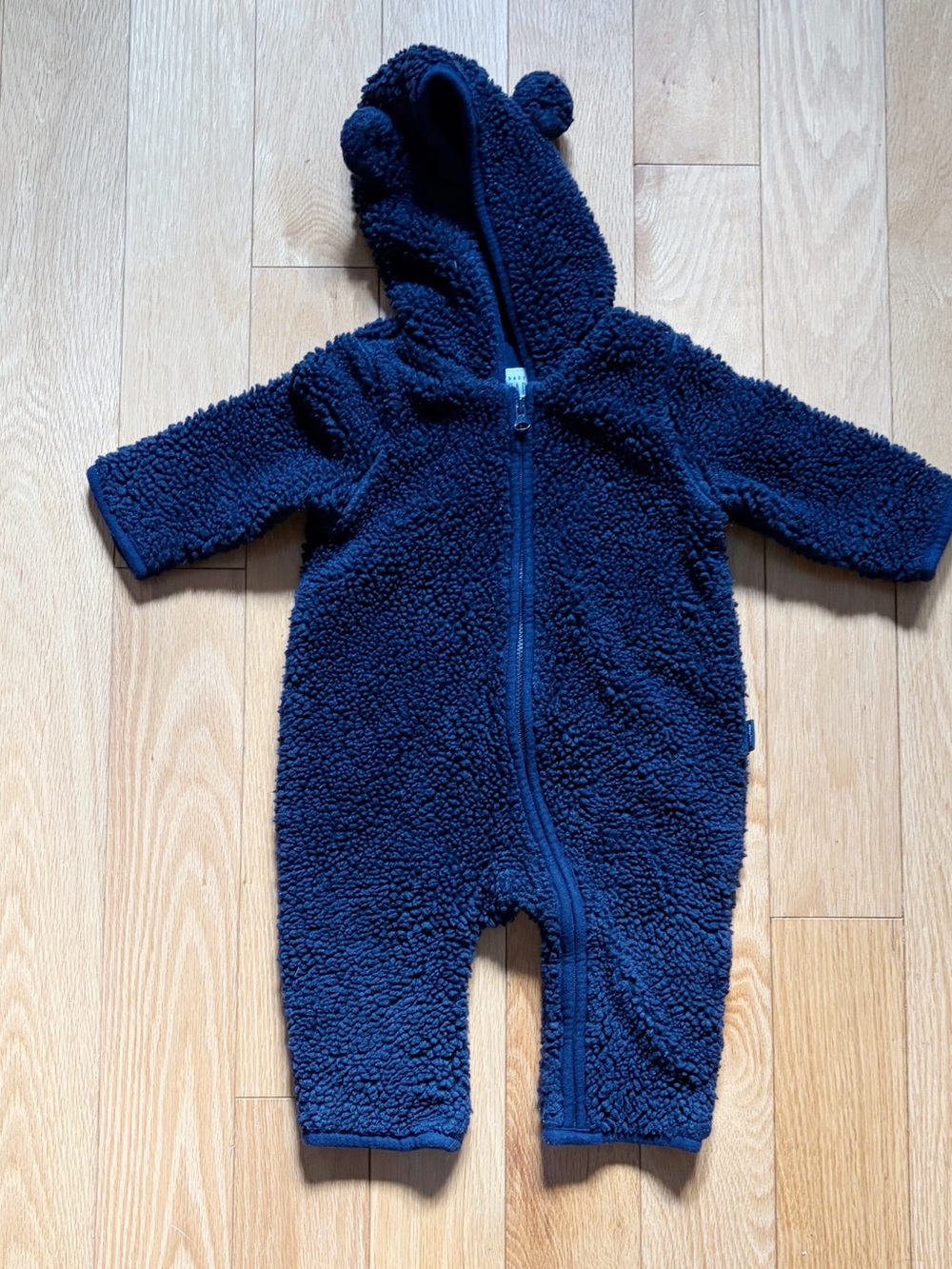 GAP Navy Sherpa Hooded Baby One-Piece